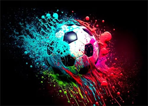 Puzzle 1000 Teile,Puzzles für Erwachsene,Herausforderndes Rätsel,Pädagogisches Spiel Puzzlespiele für Die Ganze Familie,Dekoration Geschenke - Aquarell Fußball von Yoonqun