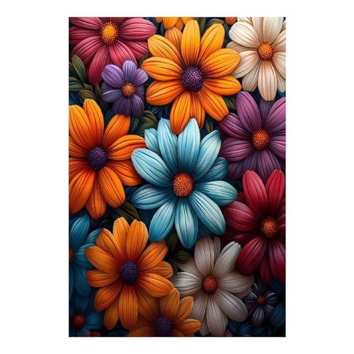 Puzzle 1000 Teile,Puzzles für Erwachsene,Herausforderndes Rätsel,Pädagogisches Spiel Puzzlespiele für Die Ganze Familie,Dekoration Geschenke - Bunt blühende Blumen von Yoonqun