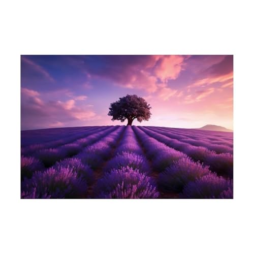 Puzzle 1000 Teile,Puzzles für Erwachsene,Herausforderndes Rätsel,Pädagogisches Spiel Puzzlespiele für Die Ganze Familie,Dekoration Geschenke - Lavendelfeld von Yoonqun