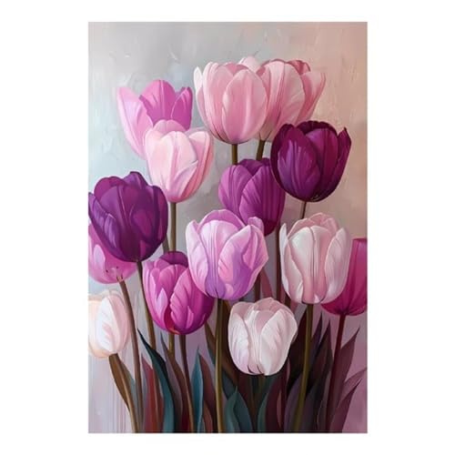 Puzzle 1000 Teile,Puzzles für Erwachsene,Herausforderndes Rätsel,Pädagogisches Spiel Puzzlespiele für Die Ganze Familie,Dekoration Geschenke - Lila rosa Tulpe von Yoonqun