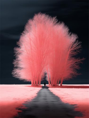 Puzzle 1000 Teile,Puzzles für Erwachsene,Herausforderndes Rätsel,Pädagogisches Spiel Puzzlespiele für Die Ganze Familie,Dekoration Geschenke - Rosa Bäume Landschaft von Yoonqun