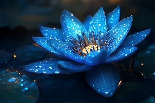 Puzzle 120 Teile,Puzzles für Erwachsene,Herausforderndes Rätsel,Pädagogisches Spiel Puzzlespiele für Die Ganze Familie,Dekoration Geschenke - Blaue Lotusblume von Yoonqun