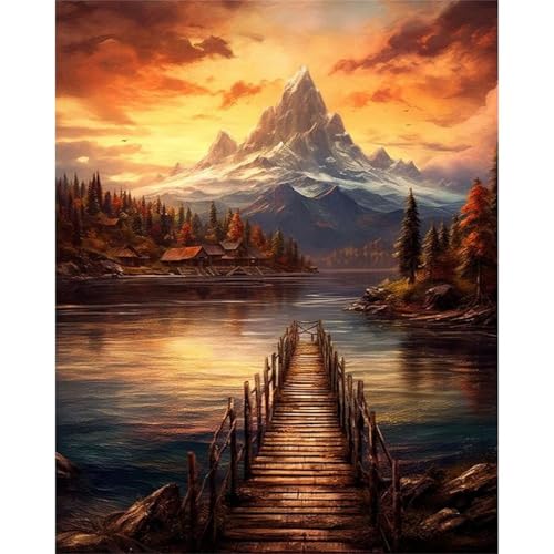 Puzzle 120 Teile,Puzzles für Erwachsene,Herausforderndes Rätsel,Pädagogisches Spiel Puzzlespiele für Die Ganze Familie,Dekoration Geschenke - Seebrücke Berg von Yoonqun