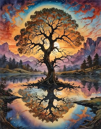Puzzle 1200 Teile,Puzzles für Erwachsene,Herausforderndes Rätsel,Pädagogisches Spiel Puzzlespiele für Die Ganze Familie,Dekoration Geschenke - Landschaft Baum Spiegelung von Yoonqun