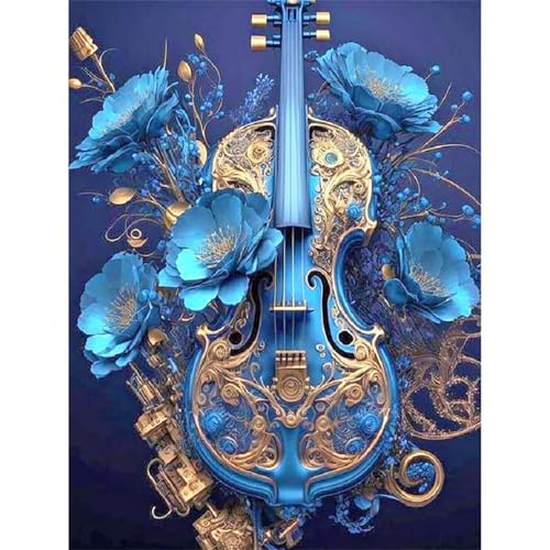 Puzzle 200 Teile,Puzzles für Erwachsene,Herausforderndes Rätsel,Pädagogisches Spiel Puzzlespiele für Die Ganze Familie,Dekoration Geschenke - Blaue Blumen Violine von Yoonqun