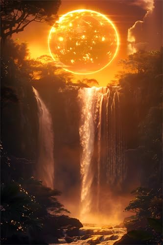 Puzzle 200 Teile,Puzzles für Erwachsene,Herausforderndes Rätsel,Pädagogisches Spiel Puzzlespiele für Die Ganze Familie,Dekoration Geschenke - Blick auf den Mondwasserfall von Yoonqun