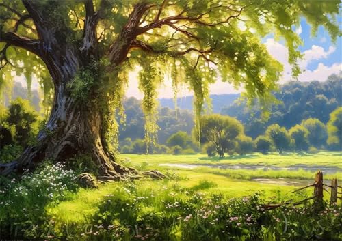 Puzzle 200 Teile,Puzzles für Erwachsene,Herausforderndes Rätsel,Pädagogisches Spiel Puzzlespiele für Die Ganze Familie,Dekoration Geschenke - Frühlingslandschaftsbäume von Yoonqun