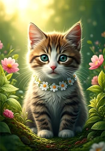 Puzzle 200 Teile,Puzzles für Erwachsene,Herausforderndes Rätsel,Pädagogisches Spiel Puzzlespiele für Die Ganze Familie,Dekoration Geschenke - Katzenblume von Yoonqun