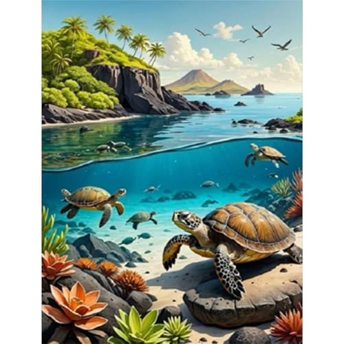 Puzzle 200 Teile,Puzzles für Erwachsene,Herausforderndes Rätsel,Pädagogisches Spiel Puzzlespiele für Die Ganze Familie,Dekoration Geschenke - Meeresschildkrötenlandschaft von Yoonqun