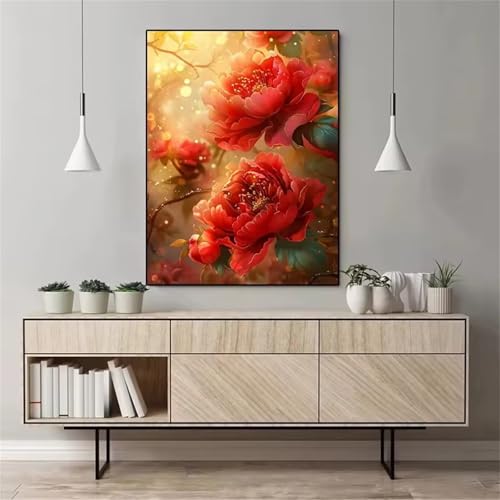 Puzzle 200 Teile,Puzzles für Erwachsene,Herausforderndes Rätsel,Pädagogisches Spiel Puzzlespiele für Die Ganze Familie,Dekoration Geschenke - Rote Pfingstrose von Yoonqun