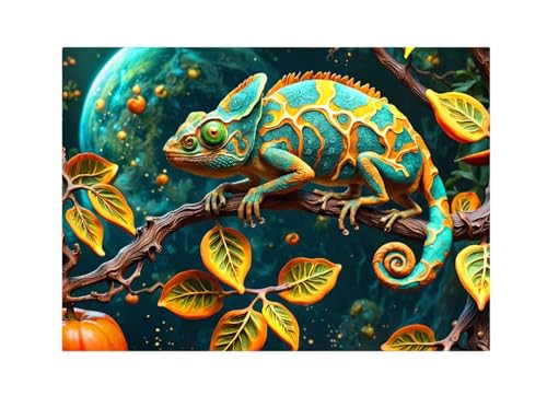 Puzzle 2000 Teile,Puzzles Für Erwachsene,Herausforderndes Rätsel,Pädagogisches Spiel Puzzlespiele für Die Ganze Familie,Dekoration Geschenke - Chamäleonblatt von Yoonqun
