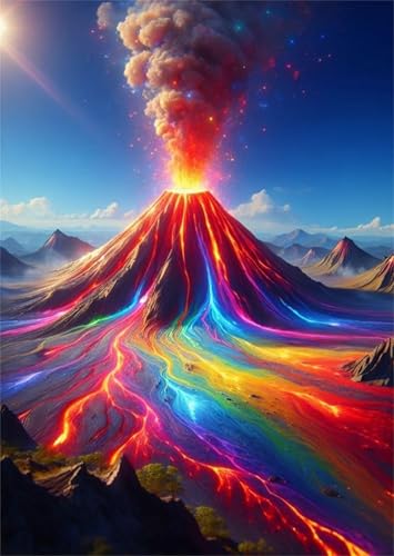Puzzle 2000 Teile,Puzzles Für Erwachsene,Herausforderndes Rätsel,Pädagogisches Spiel Puzzlespiele für Die Ganze Familie,Dekoration Geschenke - Farbiger Vulkan von Yoonqun