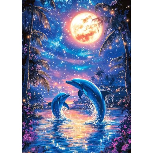 Puzzle 2000 Teile,Puzzles Für Erwachsene,Herausforderndes Rätsel,Pädagogisches Spiel Puzzlespiele für Die Ganze Familie,Dekoration Geschenke - Mondschein-Meeresdelfine Puzzle 2000 Teile,Puzzles Für Erwachsene,Herausforderndes Rätsel,Pädagogisches Spiel Puzzlespiele für Die Ganze Familie,Dekoration Geschenke - Mondschein-Meeresdelfine von Yoonqun