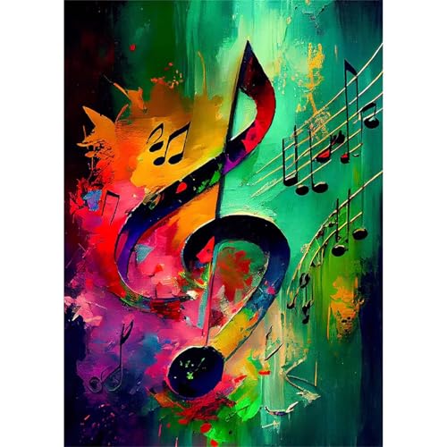 Puzzle 30 Teile,Puzzles Für Erwachsene,Herausforderndes Rätsel,Pädagogisches Spiel Puzzlespiele für Die Ganze Familie,Dekoration Geschenke - Bunte Musiknoten von Yoonqun