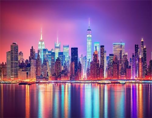 Puzzle 30 Teile,Puzzles Für Erwachsene,Herausforderndes Rätsel,Pädagogisches Spiel Puzzlespiele für Die Ganze Familie,Dekoration Geschenke - Farbenfrohes New York von Yoonqun