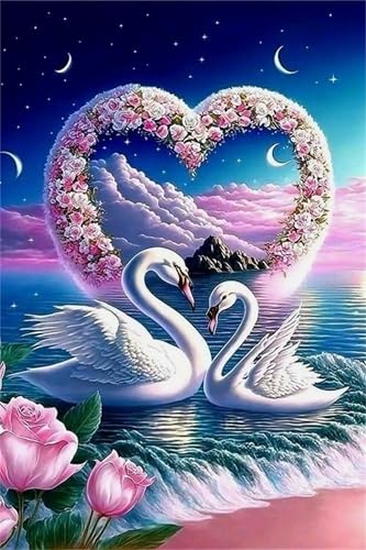 Puzzle 30 Teile,Puzzles Für Erwachsene,Herausforderndes Rätsel,Pädagogisches Spiel Puzzlespiele für Die Ganze Familie,Dekoration Geschenke - Herzkranz Schwan von Yoonqun