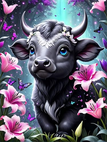 Puzzle 30 Teile,Puzzles Für Erwachsene,Herausforderndes Rätsel,Pädagogisches Spiel Puzzlespiele für Die Ganze Familie,Dekoration Geschenke - Lilienblütenkuh von Yoonqun