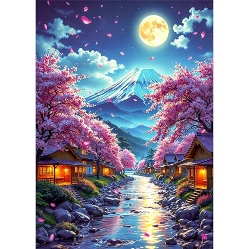 Puzzle 30 Teile,Puzzles Für Erwachsene,Herausforderndes Rätsel,Pädagogisches Spiel Puzzlespiele für Die Ganze Familie,Dekoration Geschenke - Mondschein-Flusslandschaft von Yoonqun