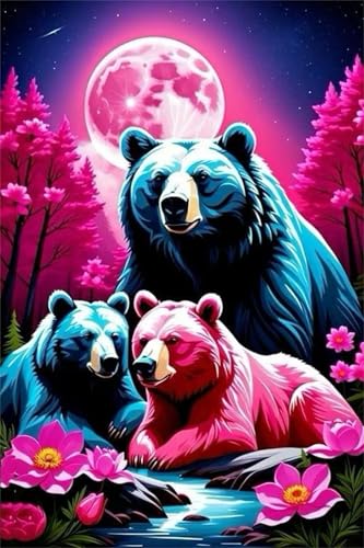 Puzzle 30 Teile,Puzzles Für Erwachsene,Herausforderndes Rätsel,Pädagogisches Spiel Puzzlespiele für Die Ganze Familie,Dekoration Geschenke - Rote Mondlichtbären von Yoonqun