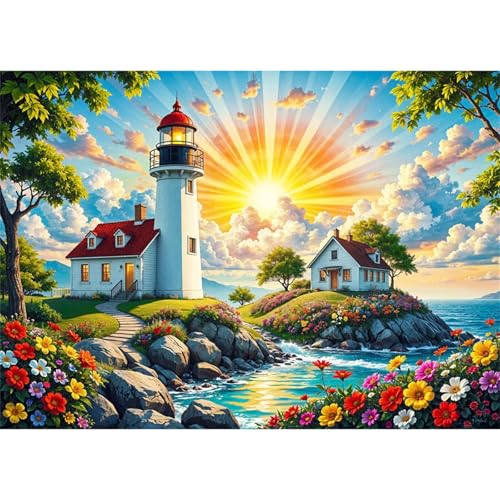 Puzzle 300 Teile,Puzzles Für Erwachsene,Herausforderndes Rätsel,Pädagogisches Spiel Puzzlespiele für Die Ganze Familie,Dekoration Geschenke - Sonnenaufgang Leuchtturm Landschaft Puzzle 300 Teile,Puzzles Für Erwachsene,Herausforderndes Rätsel,Pädagogisches Spiel Puzzlespiele für Die Ganze Familie,Dekoration Geschenke - Sonnenaufgang Leuchtturm Landschaft von Yoonqun