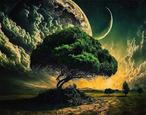 Puzzle 300 Teile,Puzzles für Erwachsene,Herausforderndes Rätsel,Pädagogisches Spiel Puzzlespiele für Die Ganze Familie,Dekoration Geschenke - Grüner Baummond von Yoonqun