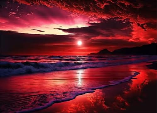 Puzzle 300 Teile,Puzzles für Erwachsene,Herausforderndes Rätsel,Pädagogisches Spiel Puzzlespiele für Die Ganze Familie,Dekoration Geschenke - Mond am Roten Meer von Yoonqun