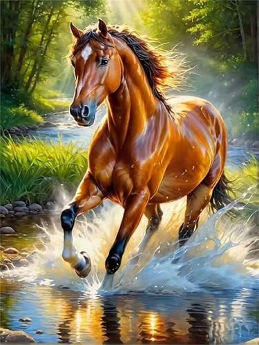 Puzzle 500 Teile,Puzzles Für Erwachsene,Herausforderndes Rätsel,Pädagogisches Spiel Puzzlespiele für Die Ganze Familie,Dekoration Geschenke - Woods River Pferd von Yoonqun