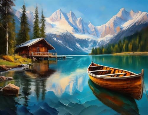 Puzzle 500 Teile,Puzzles für Erwachsene,Herausforderndes Rätsel,Pädagogisches Spiel Puzzlespiele für Die Ganze Familie,Dekoration Geschenke - Bergseeboot von Yoonqun
