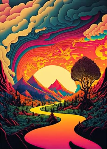 Puzzle 500 Teile,Puzzles für Erwachsene,Herausforderndes Rätsel,Pädagogisches Spiel Puzzlespiele für Die Ganze Familie,Dekoration Geschenke - Cartoon-Berglandschaft von Yoonqun