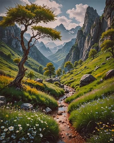 Puzzle 500 Teile,Puzzles für Erwachsene,Herausforderndes Rätsel,Pädagogisches Spiel Puzzlespiele für Die Ganze Familie,Dekoration Geschenke - Frühlingsberglandschaft von Yoonqun