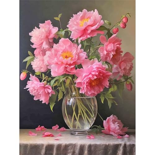 Puzzle 500 Teile,Puzzles für Erwachsene,Herausforderndes Rätsel,Pädagogisches Spiel Puzzlespiele für Die Ganze Familie,Dekoration Geschenke - Rosa Pfingstrosenstrauß von Yoonqun