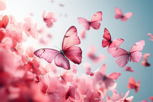 Puzzle 500 Teile,Puzzles für Erwachsene,Herausforderndes Rätsel,Pädagogisches Spiel Puzzlespiele für Die Ganze Familie,Dekoration Geschenke - Rosa Schmetterling von Yoonqun