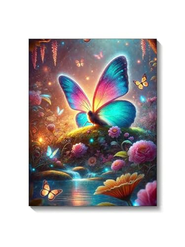 Puzzle 60 Teile,Puzzles Für Erwachsene,Herausforderndes Rätsel,Pädagogisches Spiel Puzzlespiele für Die Ganze Familie,Dekoration Geschenke - Fluoreszierende Schmetterlingslandschaft von Yoonqun