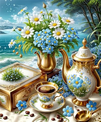 Puzzle 60 Teile,Puzzles Für Erwachsene,Herausforderndes Rätsel,Pädagogisches Spiel Puzzlespiele für Die Ganze Familie,Dekoration Geschenke - Landschaftsstrauß Kaffee von Yoonqun