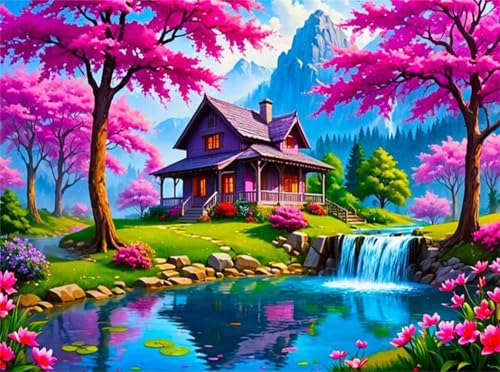 Puzzle 60 Teile,Puzzles Für Erwachsene,Herausforderndes Rätsel,Pädagogisches Spiel Puzzlespiele für Die Ganze Familie,Dekoration Geschenke - Lila Baum Lodge von Yoonqun