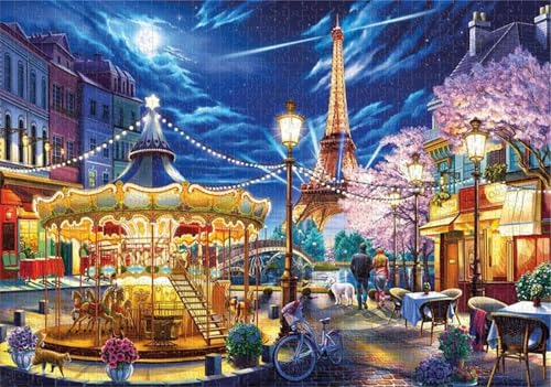 Puzzle 60 Teile,Puzzles Für Erwachsene,Herausforderndes Rätsel,Pädagogisches Spiel Puzzlespiele für Die Ganze Familie,Dekoration Geschenke - Straßenkarussell-Landschaft von Yoonqun