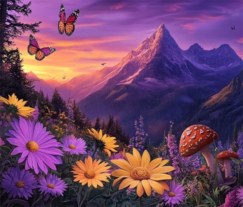 Puzzle 700 Teile,Puzzles für Erwachsene,Herausforderndes Rätsel,Pädagogisches Spiel Puzzlespiele für Die Ganze Familie,Dekoration Geschenke - Berglandschaft Blume von Yoonqun