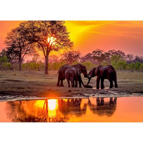 Puzzle 700 Teile,Puzzles für Erwachsene,Herausforderndes Rätsel,Pädagogisches Spiel Puzzlespiele für Die Ganze Familie,Dekoration Geschenke - Elefant am Seeufer von Yoonqun