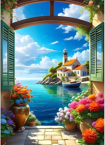 Puzzle 700 Teile,Puzzles für Erwachsene,Herausforderndes Rätsel,Pädagogisches Spiel Puzzlespiele für Die Ganze Familie,Dekoration Geschenke - Fenster mit Meerblick von Yoonqun