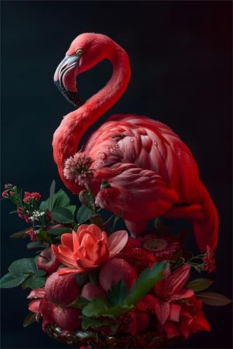 Puzzles 1000 Teile, Blume Flamingo Rot Puzzle für Erwachsene,75x50cm Puzzle Lernspiel Herausforderung Spielzeug 1000 Teile Puzzles für Erwachsene Kinder von Yoonqun