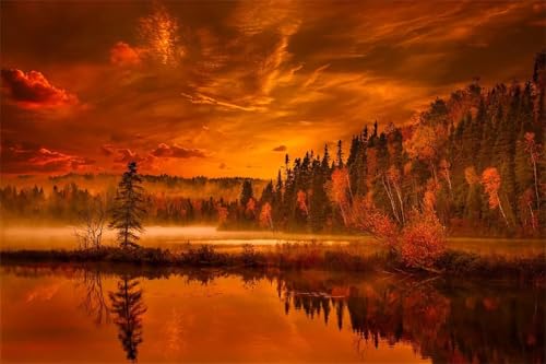 Puzzles 1000 Teile, Herbstwaldsee Puzzle für Erwachsene,75x50cm Puzzle Lernspiel Herausforderung Spielzeug 1000 Teile Puzzles für Erwachsene Kinder von Yoonqun