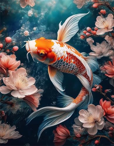 Puzzles 1000 Teile, Koi-Blumen Puzzle für Erwachsene,78x53cm Puzzle Lernspiel Herausforderung Spielzeug 1000 Teile Puzzles für Erwachsene Kinder von Yoonqun