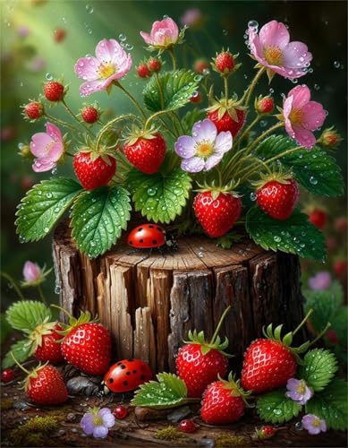 Puzzles 1000 Teile, Puzzle Für Erwachsene,75x50 cm Puzzle Lernspiel Herausforderung Spielzeug 1000 Erdbeerblüten-Marienkäfer Puzzles für Erwachsene von Yoonqun