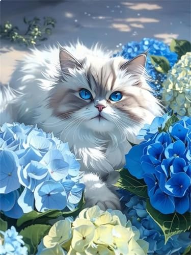 Puzzles 1000 Teile, Puzzle Für Erwachsene,75x50 cm Puzzle Lernspiel Herausforderung Spielzeug 1000 Hortensienblütenkatze Puzzles für Erwachsene von Yoonqun