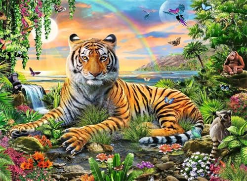 Puzzles 1000 Teile, Puzzle Für Erwachsene,75x50 cm Puzzle Lernspiel Herausforderung Spielzeug 1000 Regenbogentigerlandschaft Puzzles für Erwachsene von Yoonqun