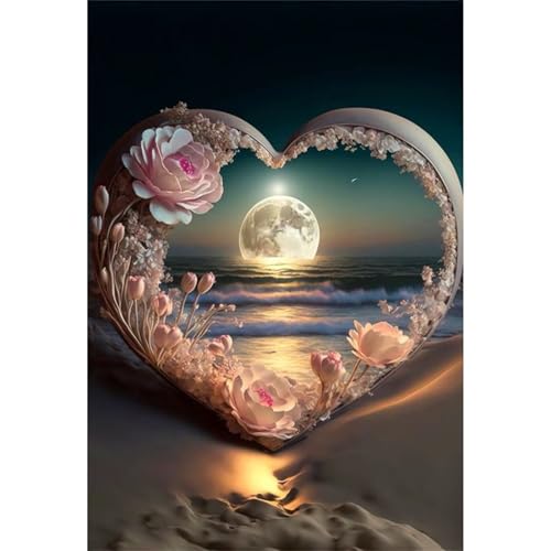 Puzzles 1000 Teile, Strandherzen Kranz Puzzle für Erwachsene,75x50cm Puzzle Lernspiel Herausforderung Spielzeug 1000 Teile Puzzles für Erwachsene Kinder von Yoonqun