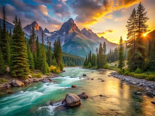 Puzzles 120 Teile, Berge Flüsse Puzzle für Erwachsene,28x23cm Puzzle Lernspiel Herausforderung Spielzeug 120 Teile Puzzles für Erwachsene Kinder von Yoonqun