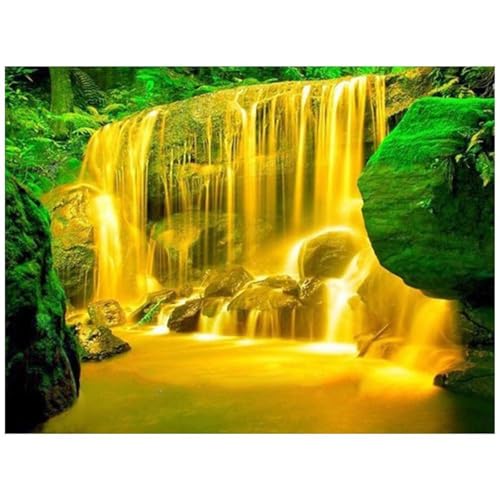 Puzzles 120 Teile, Goldene Wasserfalllandschaft Puzzle für Erwachsene,25x20cm Puzzle Lernspiel Herausforderung Spielzeug 120 Teile Puzzles für Erwachsene Kinder von Yoonqun