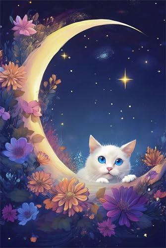 Puzzles 120 Teile, Mondkatze Blumen Puzzle für Erwachsene,25x20cm Puzzle Lernspiel Herausforderung Spielzeug 120 Teile Puzzles für Erwachsene Kinder von Yoonqun