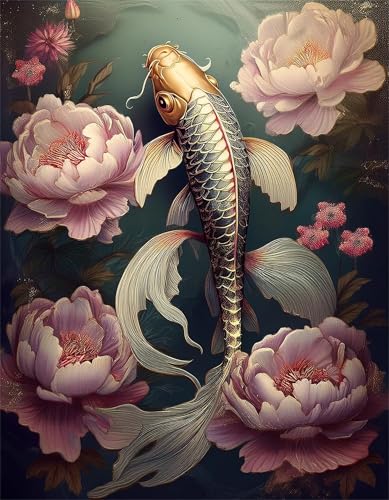 Puzzles 120 Teile, Pfingstrose Koi Blumen Puzzle für Erwachsene,25x20cm Puzzle Lernspiel Herausforderung Spielzeug 120 Teile Puzzles für Erwachsene Kinder von Yoonqun